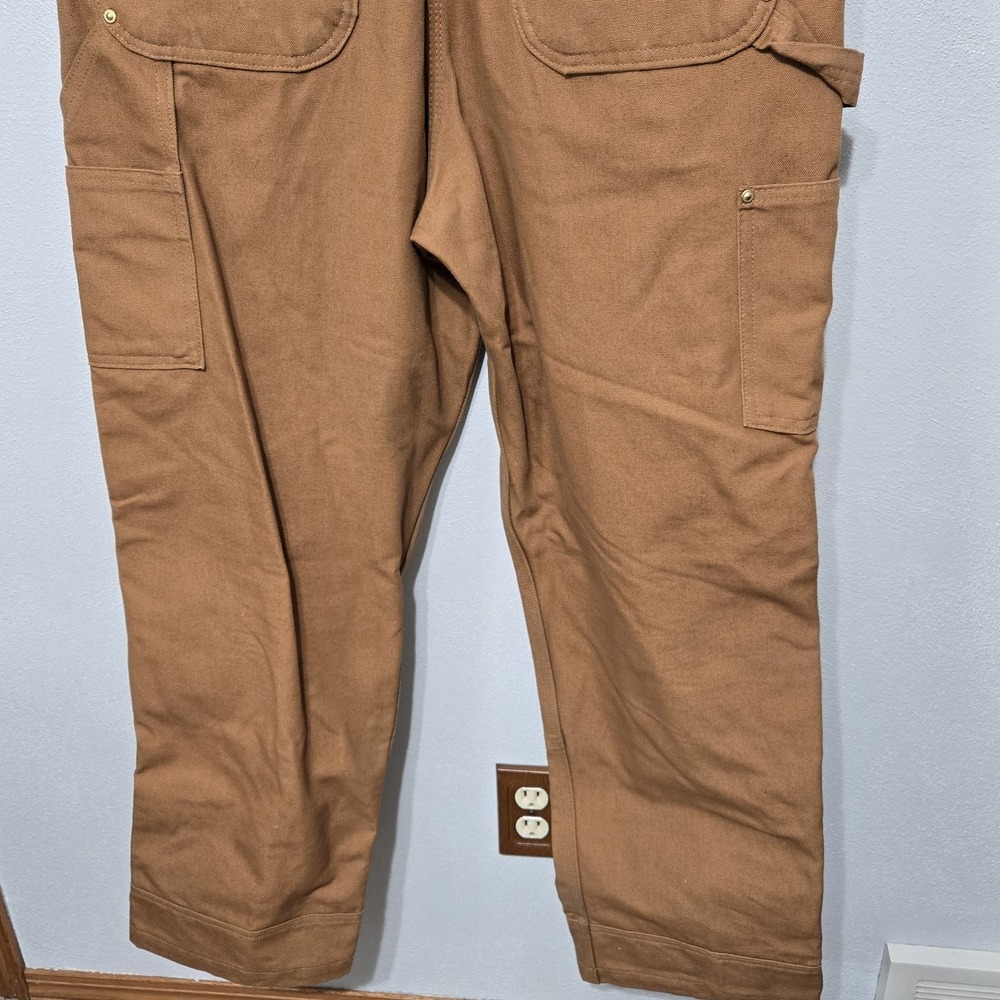 Carhartt Bib Overalls Brown Canvas RN14806 Workwear Duck Chore Men 34x32 STAINED - Picture 12 of 15